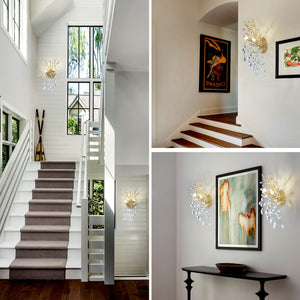 Ice Eye Crystal Gold/Silver Wall Sconce for All Rooms 10"H