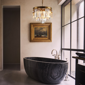 1920s Tedem Multi-Tier Clear/Smoke Crystal Round Chandelier