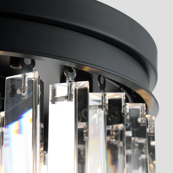 1920s Tedem Multi-Tier Clear/Smoke Crystal Round Chandelier