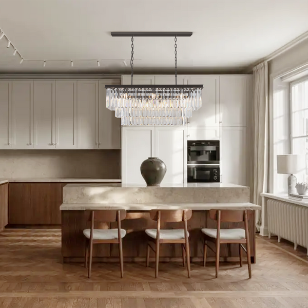 1920s Tedem 3-Tier Crystal Rectangular Chandelier