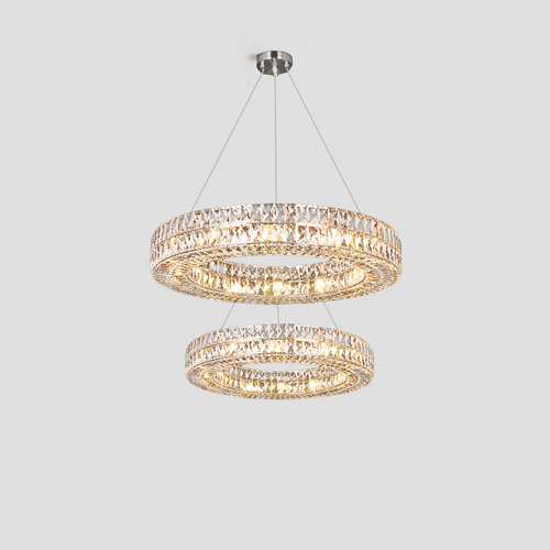 Dina Halo Crystal Multi-Tier Ring Chandelier