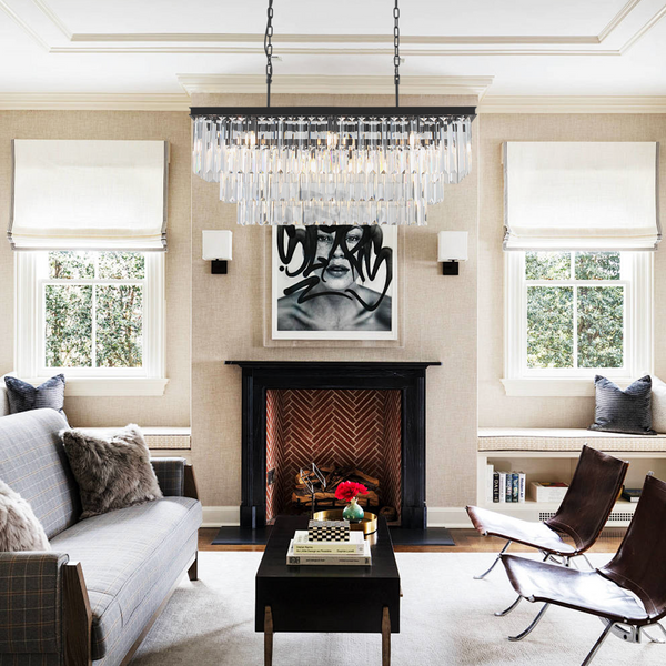 1920s Tedem 3-Tier Crystal Rectangular Chandelier