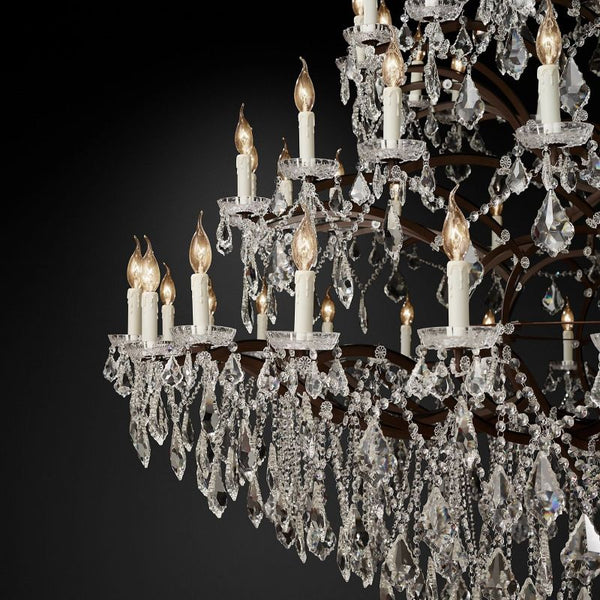 Iron & Crystal Round Chandelier 101"