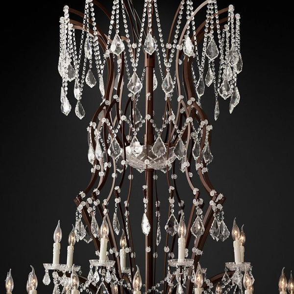Iron & Crystal Round Chandelier 101"