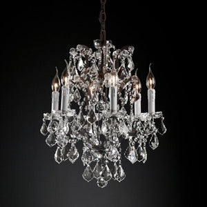 19th C. Rococo Iron & Crystal Round  Dining Room Chandelier 18"