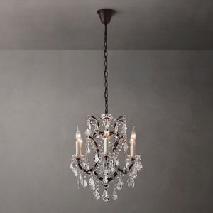 19th C. Rococo Iron & Crystal Round  Dining Room Chandelier 18"