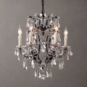 19th C. Rococo Iron & Crystal Round  Dining Room Chandelier 18"