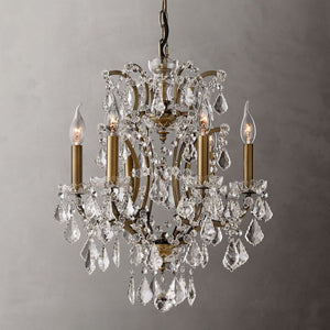 19th C. Rococo Iron & Crystal Round  Dining Room Chandelier 18"