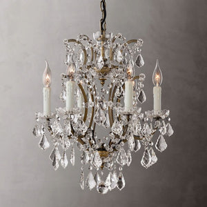 19th C. Rococo Iron & Crystal Round  Dining Room Chandelier 18"