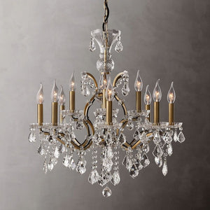 19th C. Rococo Iron & Crystal Round  Dining Room Chandelier 28"