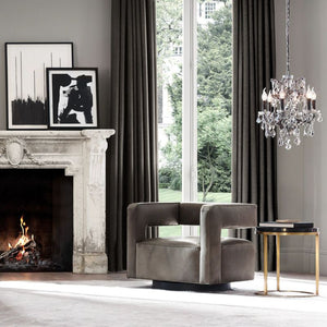 19th C. Rococo Iron & Crystal Round Dining Room Chandelier 33"