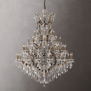 19th C. Rococo Iron & Crystal Round Dining Room Chandelier 60"