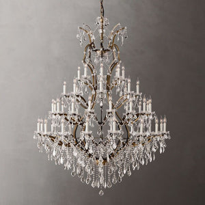 19th C. Rococo Iron & Crystal Round Dining Room Chandelier 60"
