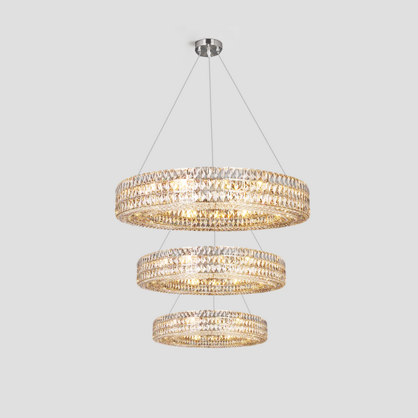 Dina Halo Crystal Multi-Tier Ring Chandelier
