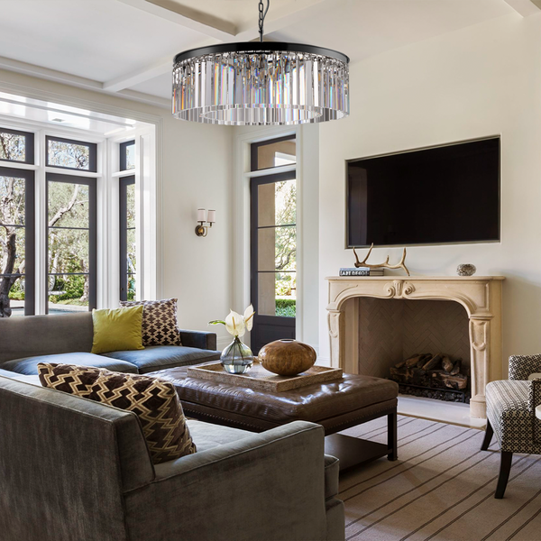 1920s Tedem 1-Tier Crystal Round Chandelier