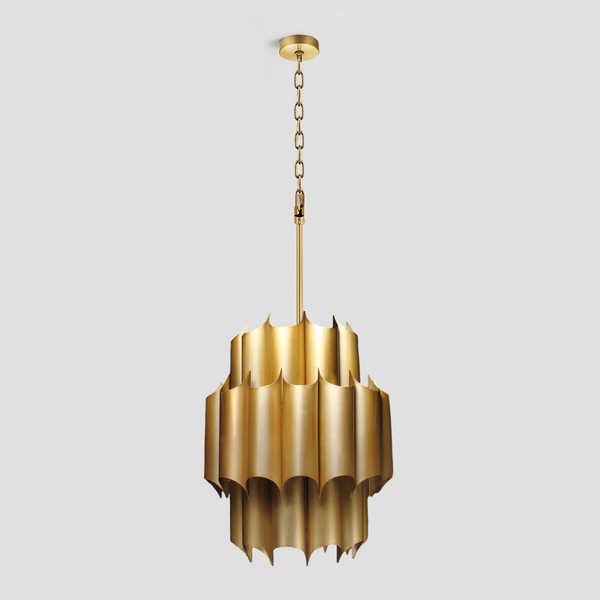 Cathed Brass Fluted Chandelier