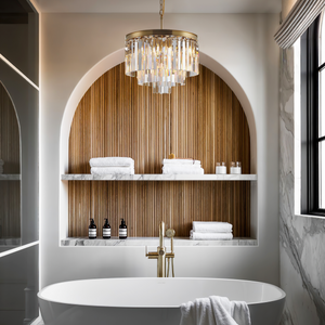 1920s Tedem Multi-Tier Clear/Smoke Crystal Round Chandelier