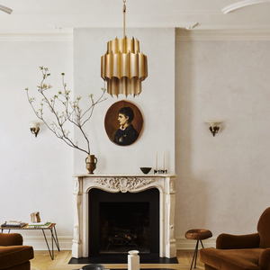 Cathed Brass Fluted Chandelier