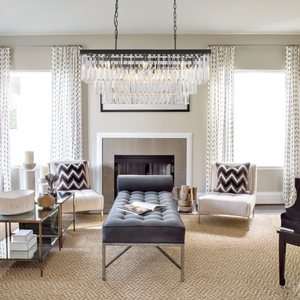 1920s Tedem 3-Tier Crystal Rectangular Chandelier