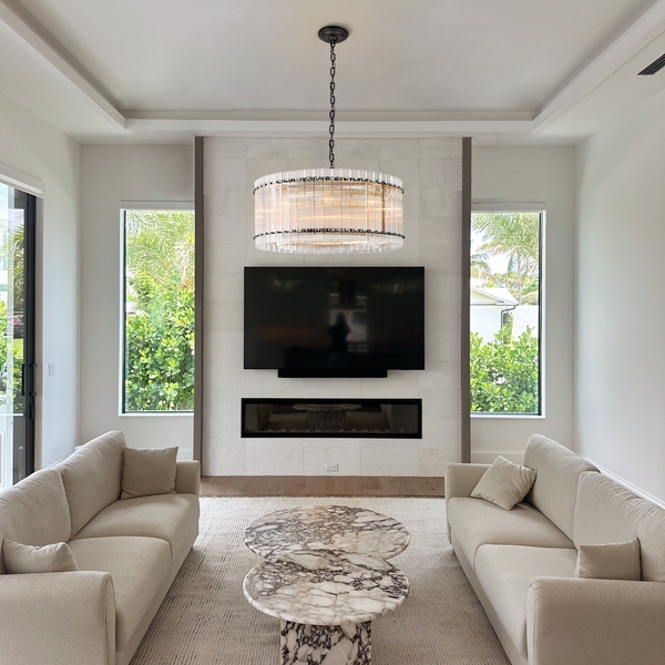 Sanmany Round Ribbed Glass Chandelier