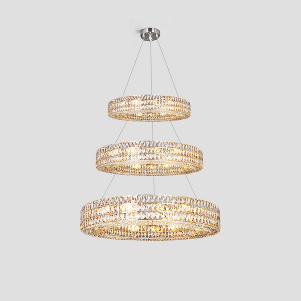Dina Halo Crystal Multi-Tier Ring Chandelier
