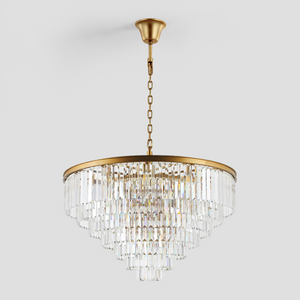 1920s Tedem Multi-Tier Clear/Smoke Crystal Round Chandelier