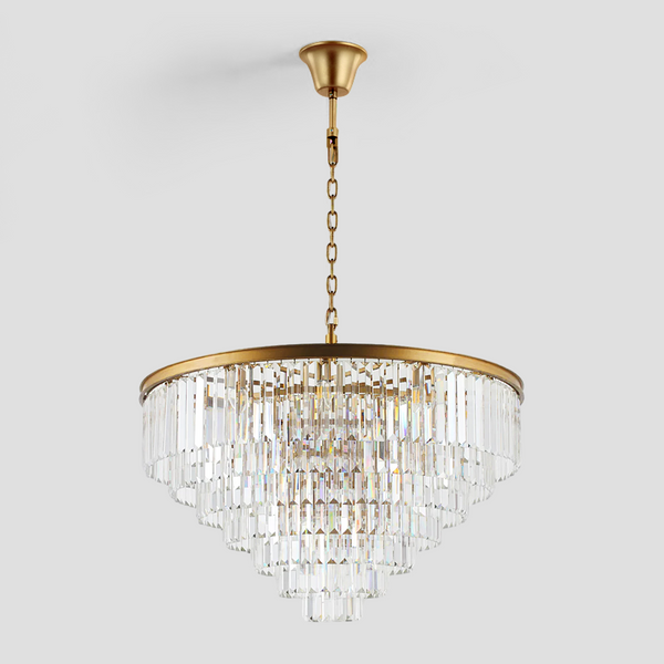 1920s Tedem Multi-Tier Clear/Smoke Crystal Round Chandelier