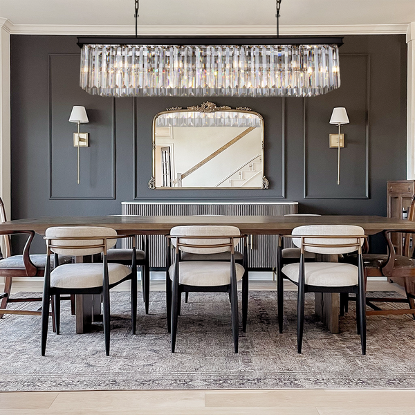 1920s Tedem Single-Tier Rectangular Crystal Rod Chandelier