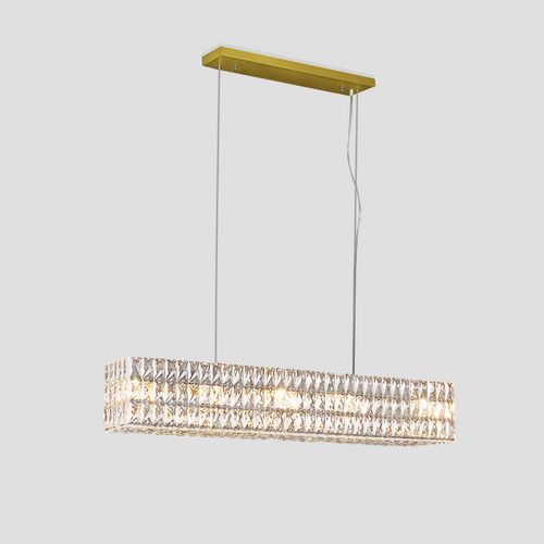 Dina Halo Rectangular Crystal Chandelier