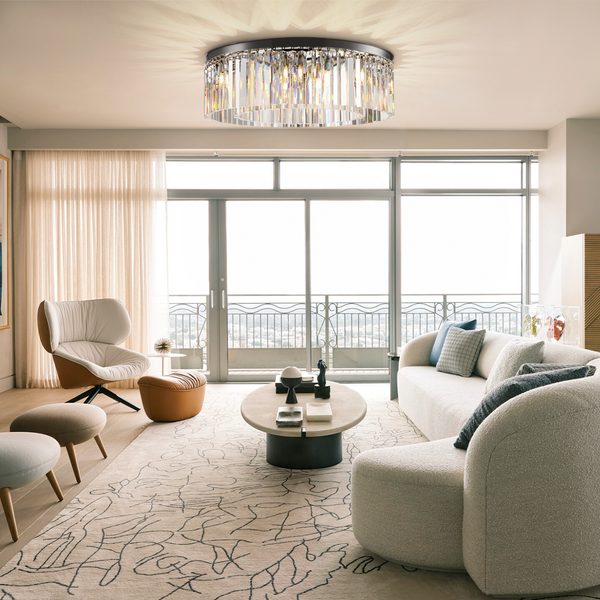 1920s Tedem 1-Tier Crystal Round Flushmount