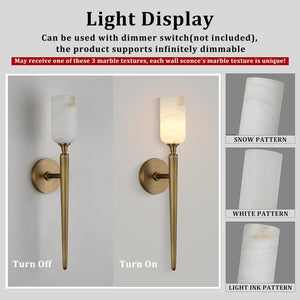 Alabaster 1head Brass/Black Strip Wall Sconce for All Scene 21.6"