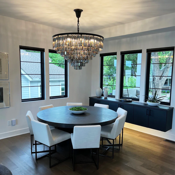 1920s Tedem Multi-Tier Clear/Smoke Crystal Round Chandelier