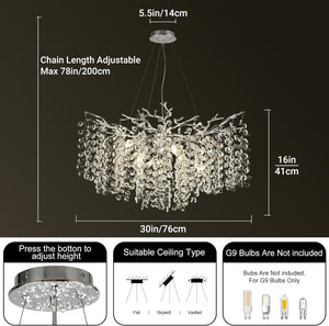 Snow Tree Branch Crystal Chandelier for All Rooms 30" 40" 55"