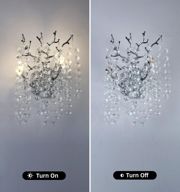 Snow Tree Branch Crystal Gold/Silver Wall Sconce