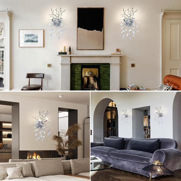 Ice Eye Crystal Gold/Silver Wall Sconce for All Rooms 10"H