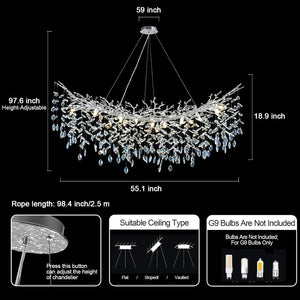 Ice Eye Modern Crystal Tree Branch Round Chandelier for All Rooms 30" 40" 48"