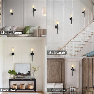 Alabaster 1head Brass/Black Strip Wall Sconce for All Scene 21.6"