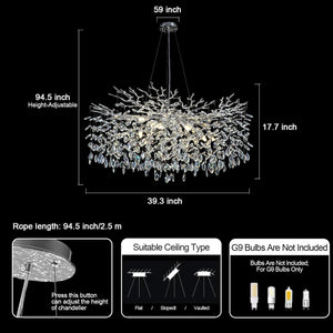Ice Eye Modern Crystal Tree Branch Round Chandelier for All Rooms 30" 40" 48"