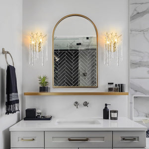 Ice Strip Crystal Gold Wall Sconce for All Rooms 17.7"H