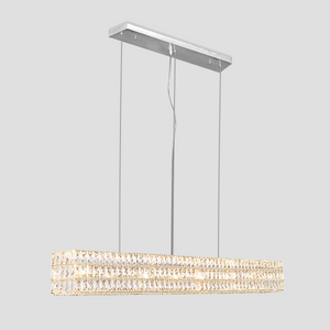 Dina Halo Rectangular Crystal Chandelier
