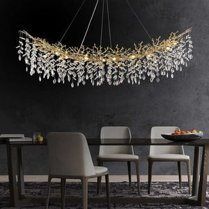 Ice Eye Modern Crystal Tree Branch Linear Chandelier for All Rooms 55" 72"