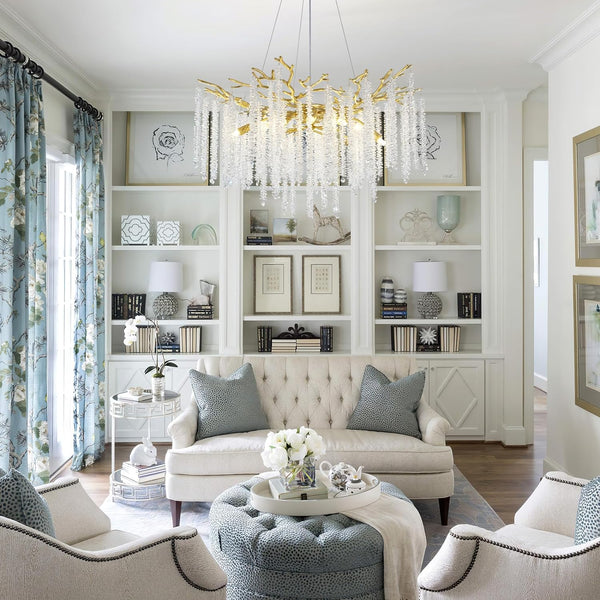 Snow Tree Branch Crystal Gold Chandeliers for All Rooms 30''