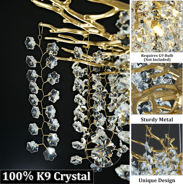 Snow Tree Branch Crystal Chandelier for All Rooms 30" 40" 55"