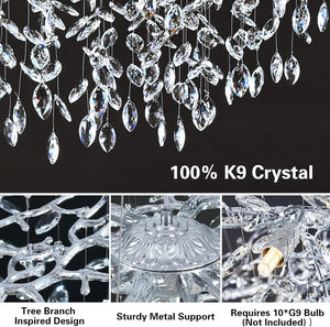 Ice Eye Modern Crystal Tree Branch Round Chandelier for All Rooms 30" 40" 48"