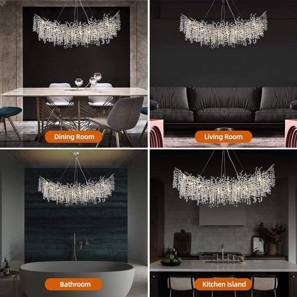 Snow Tree Branch Crystal Chandelier for All Rooms 30" 40" 55"