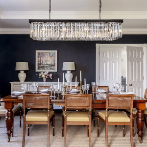 1920s Tedem Single-Tier Rectangular Crystal Rod Chandelier