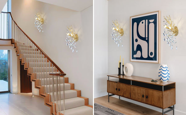 Ice Eye Crystal Gold/Silver Wall Sconce for All Rooms 10"H