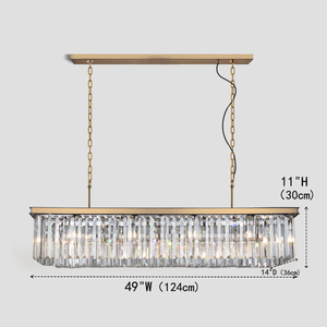 1920s Tedem Single-Tier Rectangular Crystal Rod Chandelier