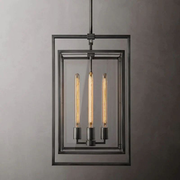 Beckman Glass Lantern Modern Island Pendant