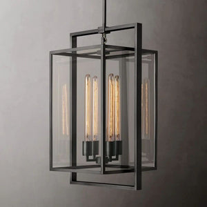 Beckman Glass Lantern Modern Island Pendant